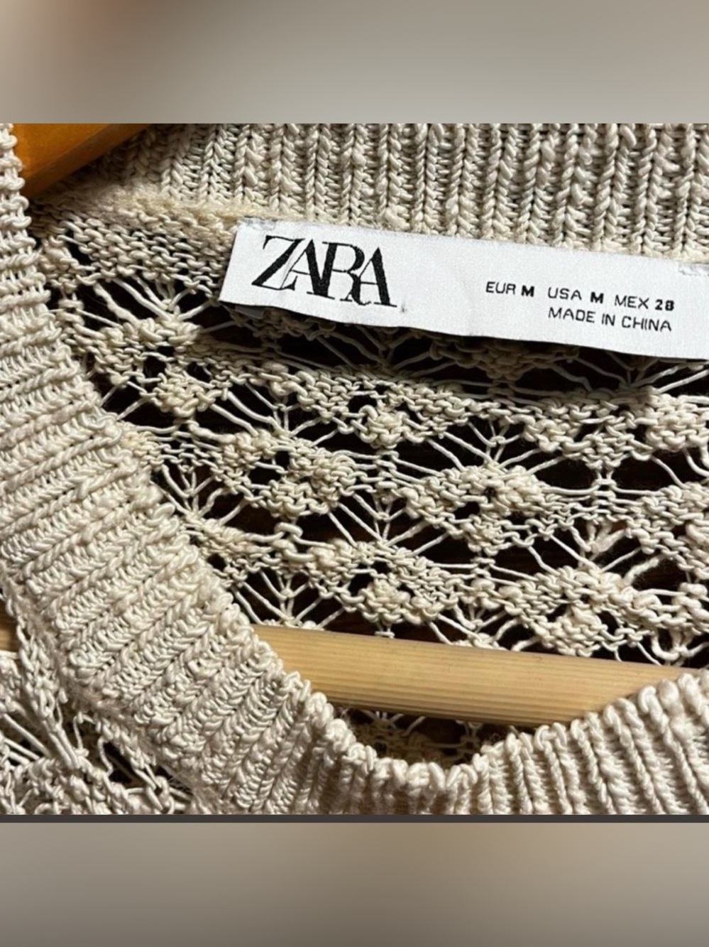 NWT ZARA Open Knit Crochet Maxi Dress Cream Ecru M - Picture 3 of 8
